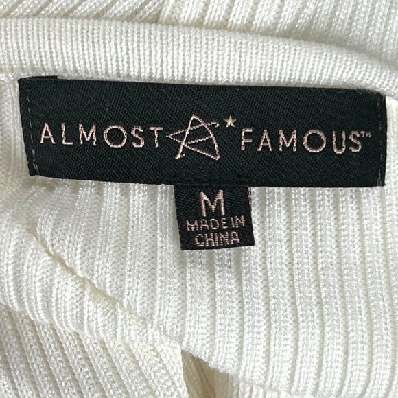 NWT ALMOST FAMOUS Medium White Ribbed Tulip Midi Dress Long Sleeve‎ Bridal - Picture 7 of 9